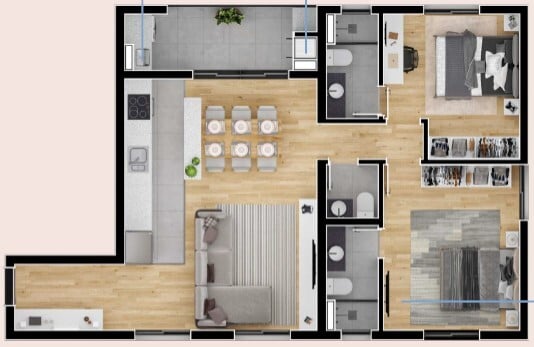 Planta 08 - 2 dorm 71 60m²