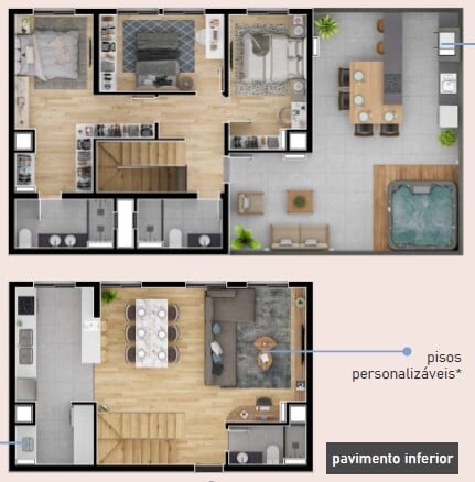 Planta 14 - 3 dorm 117 61m² - duplex