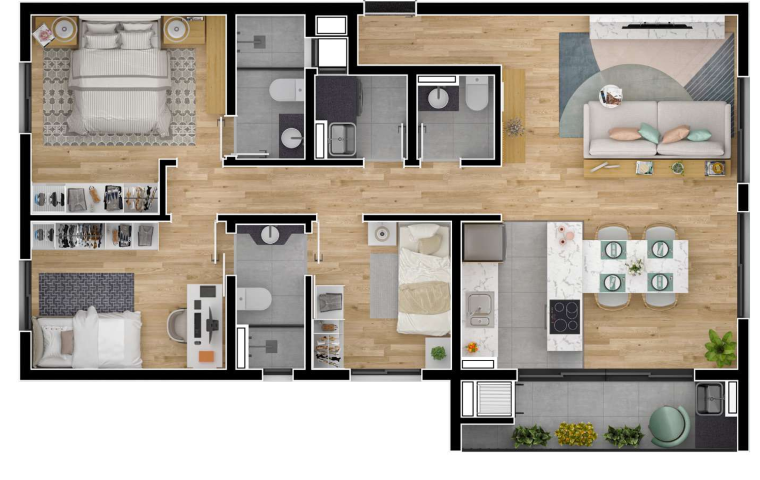 Planta 08 - 3 dorm 84 23m²