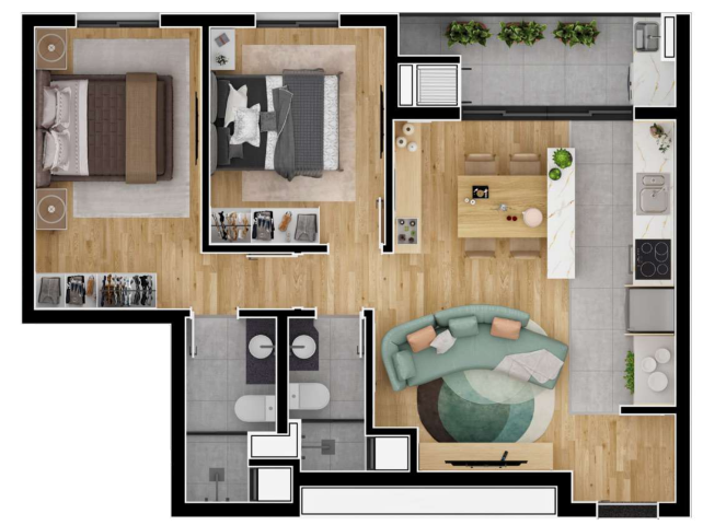 Planta 07 - 2 dorm 60 88m²