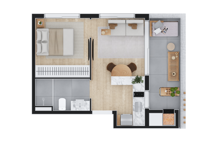 Planta 06 - 1 dorm 40m²