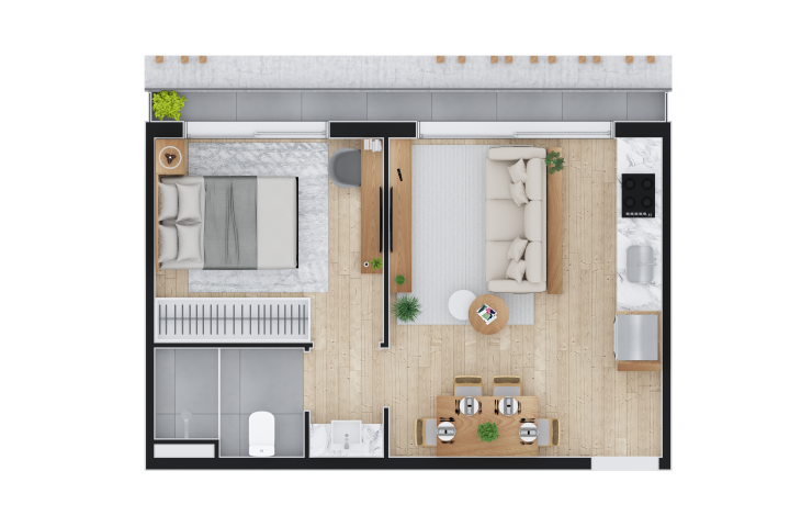 Planta 05 - 1 dorm 39m²