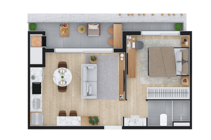 Planta 08 - 1 dorm 47m²