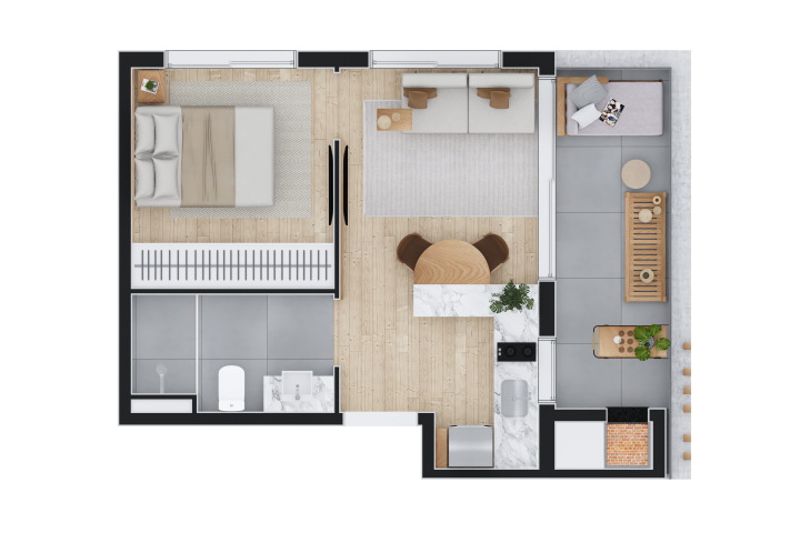 Planta 06 - 1 dorm 40m²