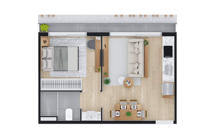 Planta 05 - 1 dorm 39m²