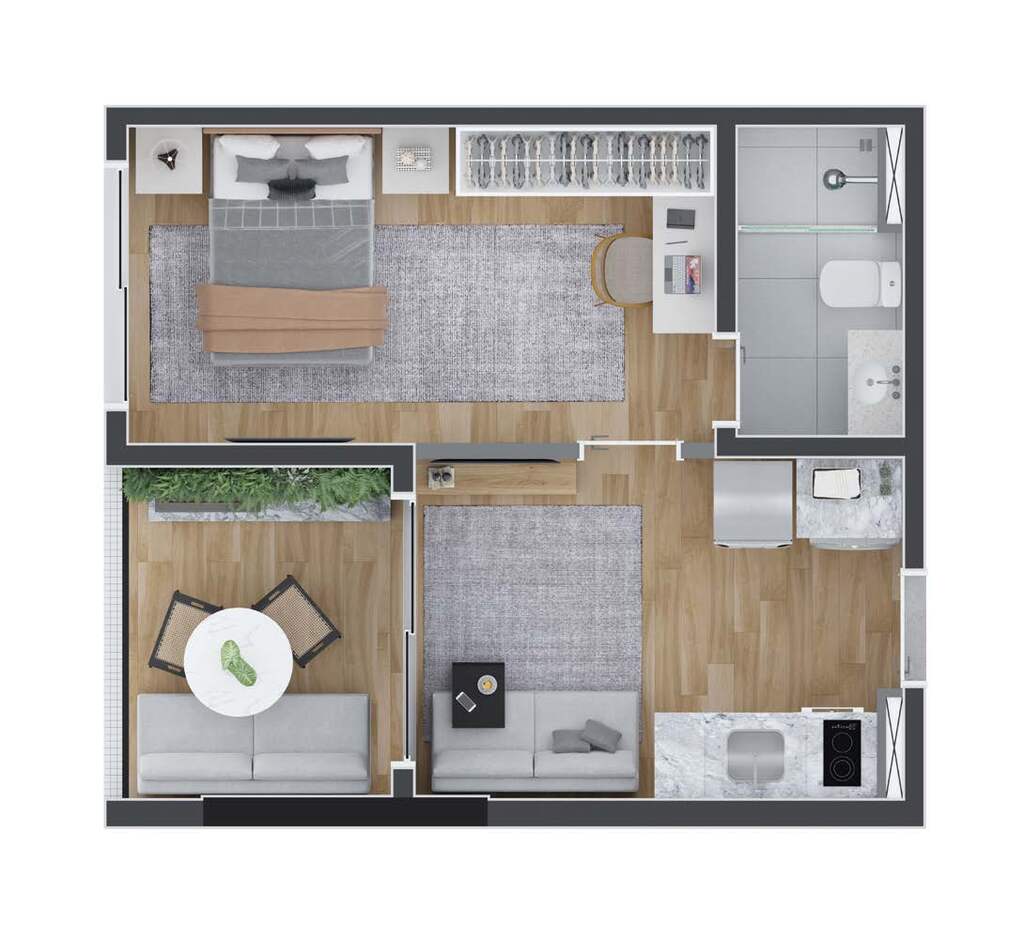 Planta 03 - 1 dorm 32m²