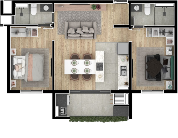 Planta 03 - 2 dorm 59 24m²