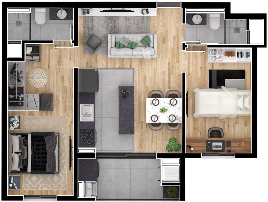 Planta 06 - 2 dorm 51 18m²