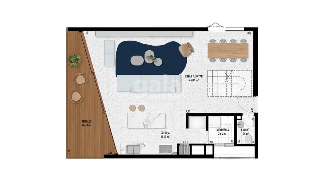 Planta 16 - 3 dorm 160,88m - duplex - inferior