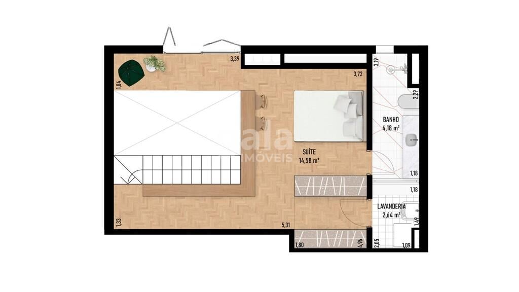 Planta 02 - 1 dorm 74,44m - duplex - superior