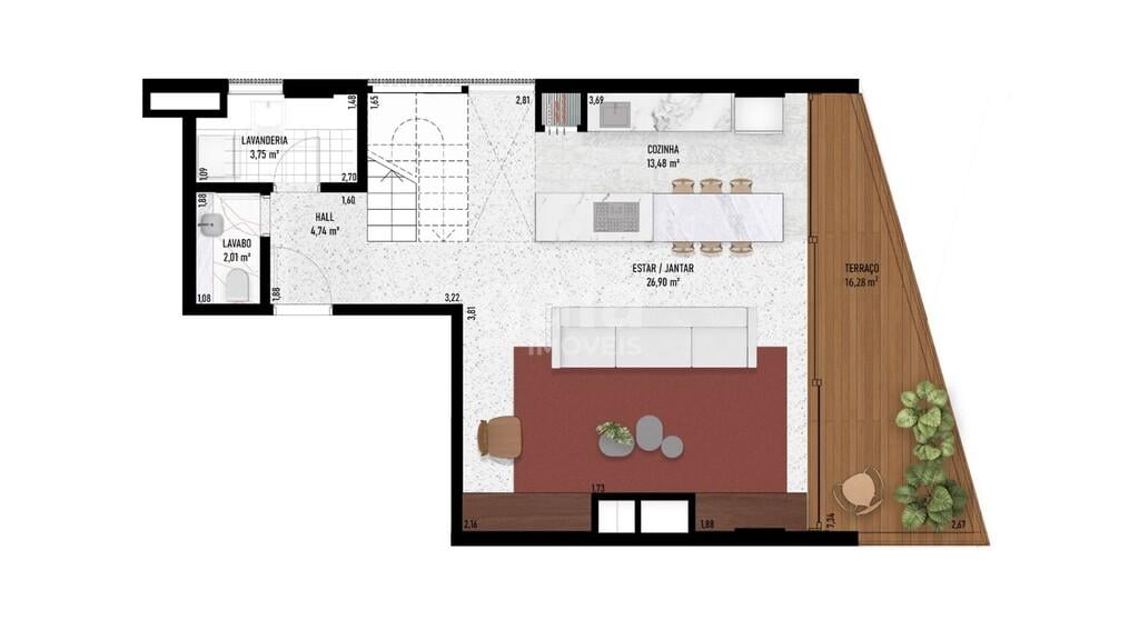 Planta 14 - 2 dorm 147,54m - cobertura duplex - inferior