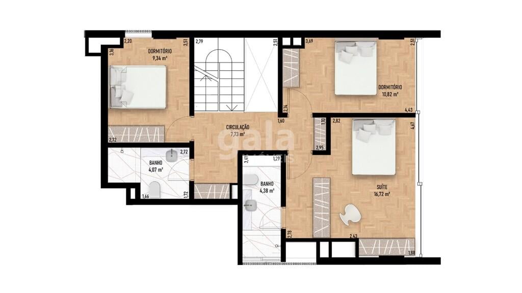 Planta 15 - 2 dorm 147,54m - cobertura duplex - superior