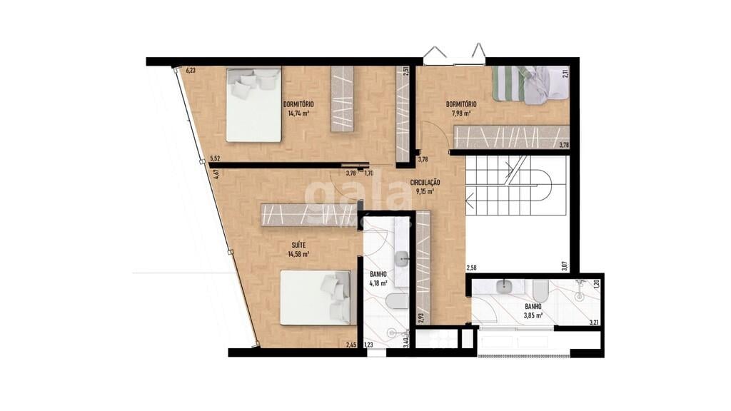 Planta 17 - 3 dorm 160,88m - duplex - superior