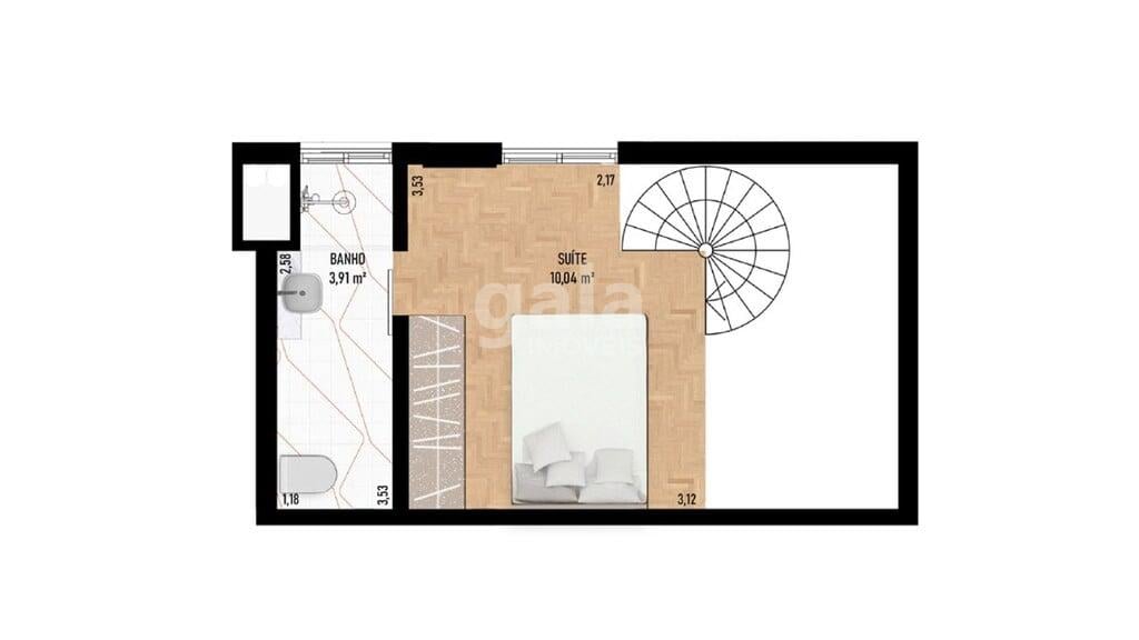 Planta 04 - 1 dorm 77,68m - loft - superior