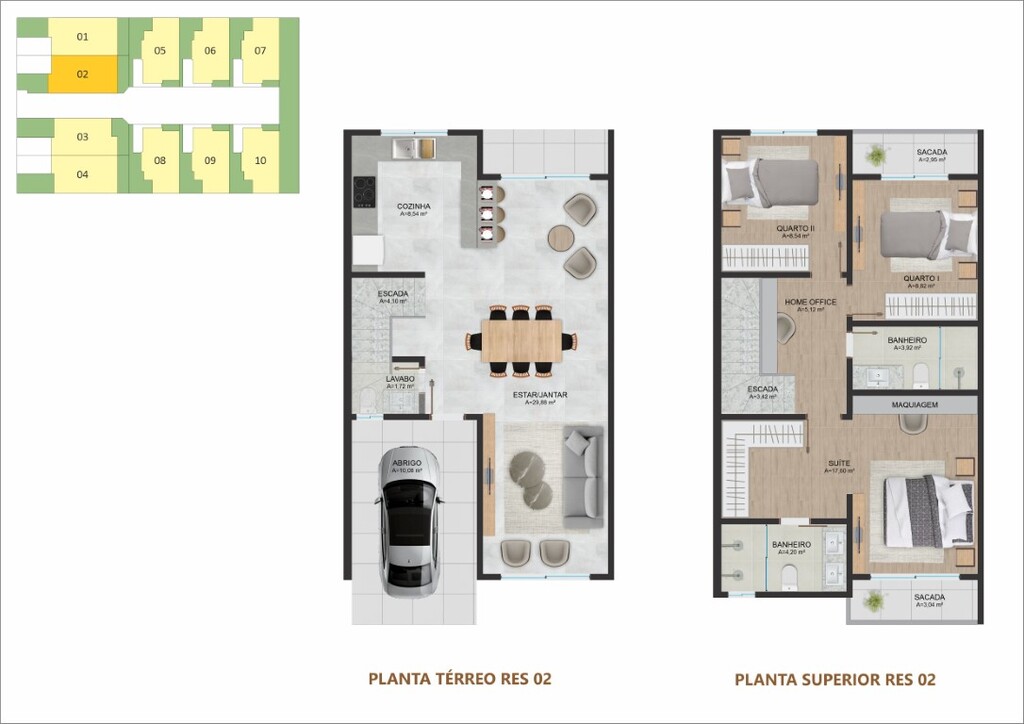 Planta 03 - 3 dorm 123,11m²