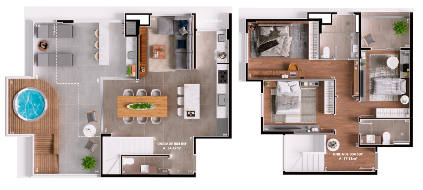 Planta 06 - 3 dorm 112 17m² - cobertura duplex