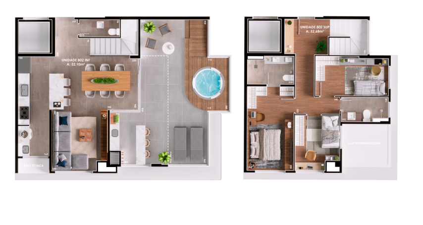 Planta 04 - 3 dorm 104 78m² - cobertura duplex