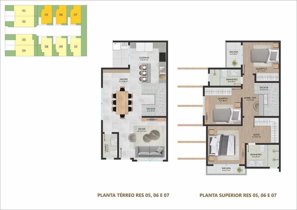 Planta 02 - 3 dorm 105,69m²