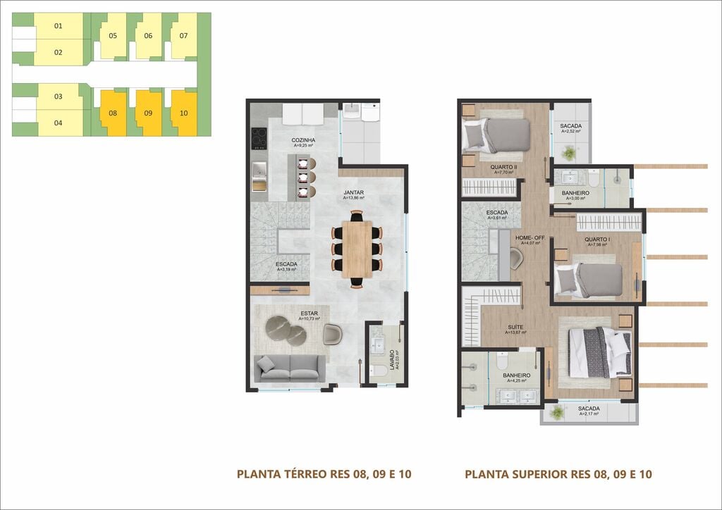 Planta 01 - 3 dorm 105,69m²