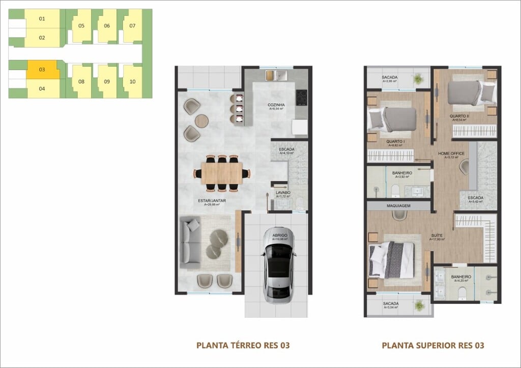 Planta 04 - 3 dorm 123,11m²