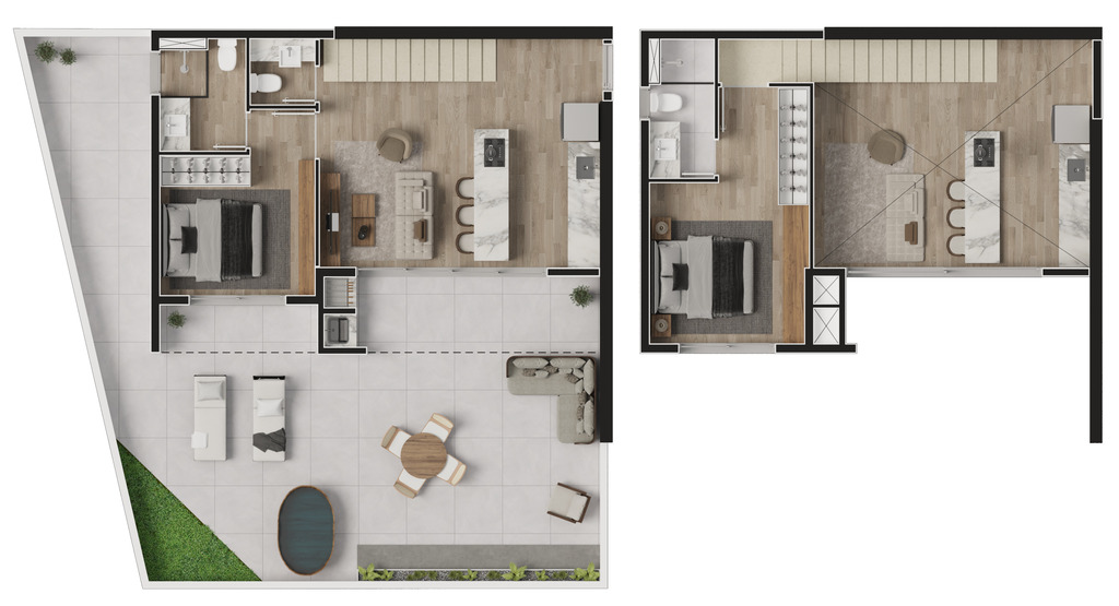 Planta 15 - 2 dorm 125m² - garden