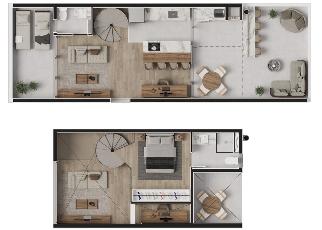 Planta 11 - 1 dorm 79m² - garden