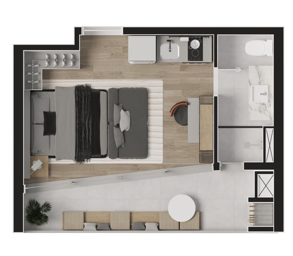 Planta 01 - 1 dorm 24m² - studio