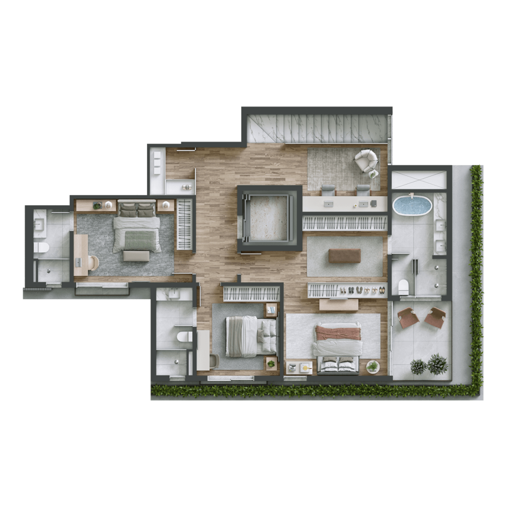 Planta 05 - 3 dorm 291m² - cobertura duplex - superior