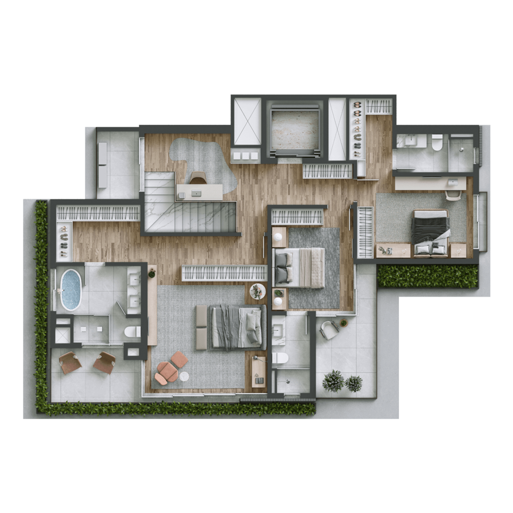 Planta 09 - 3 dorm 310m² - cobertura duplex - superior