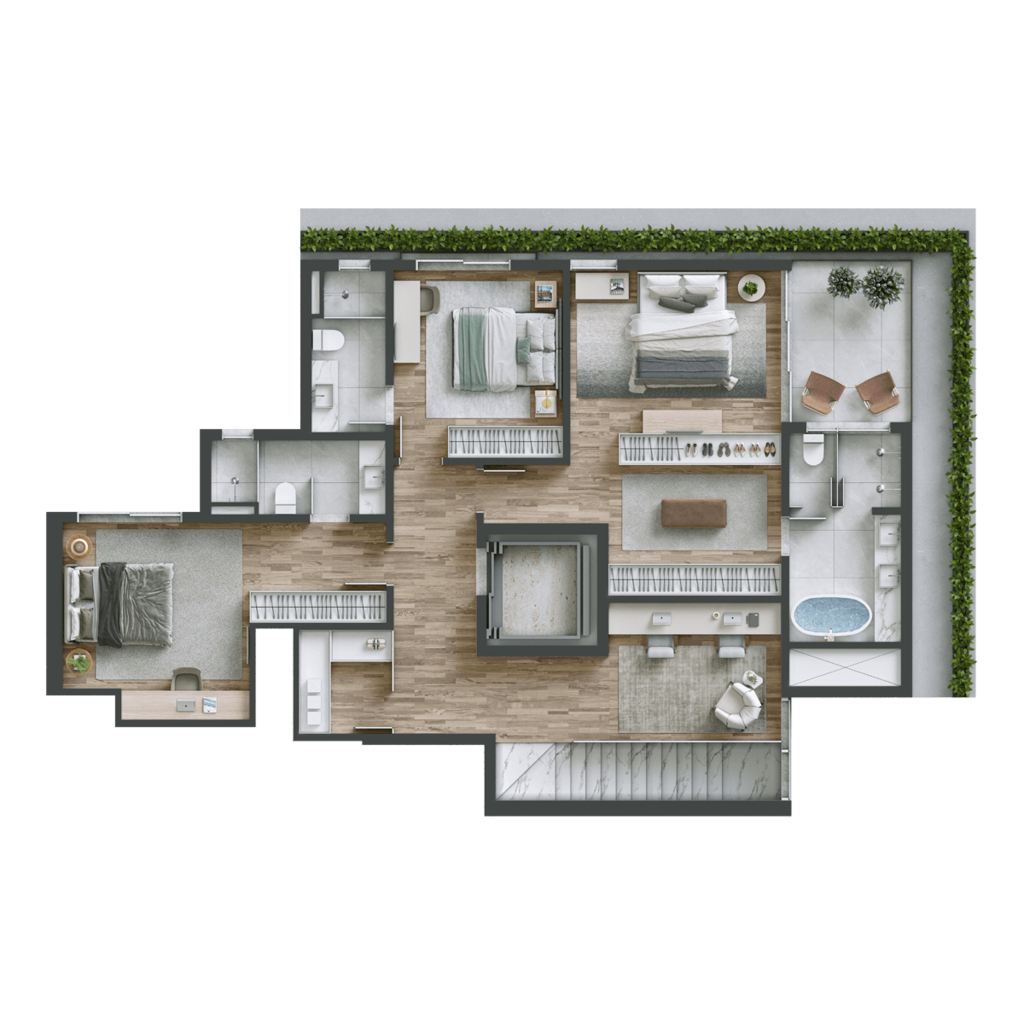 Planta 07 - 3 dorm 297m² - cobertura duplex - superior