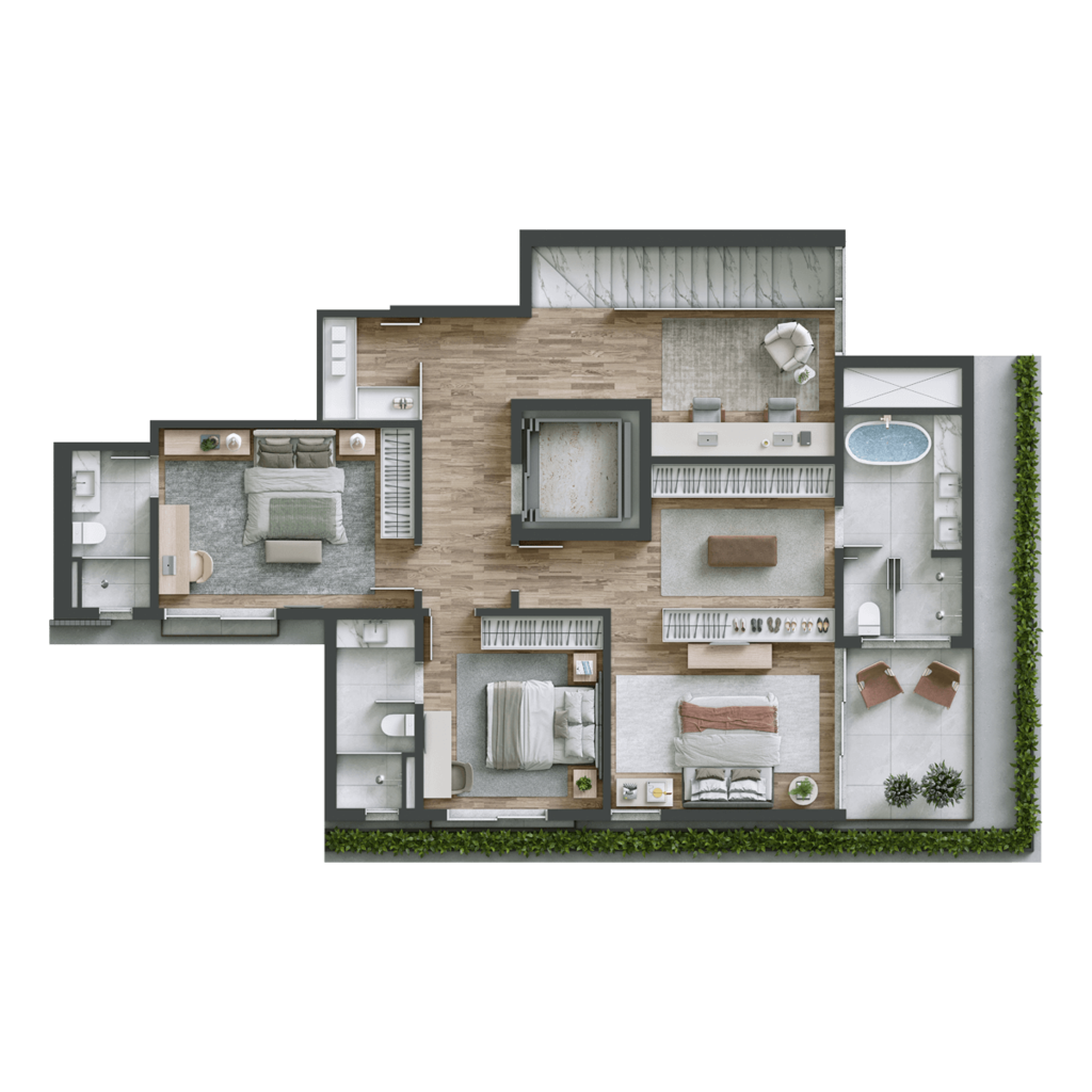 Planta 05 - 3 dorm 291m² - cobertura duplex - superior