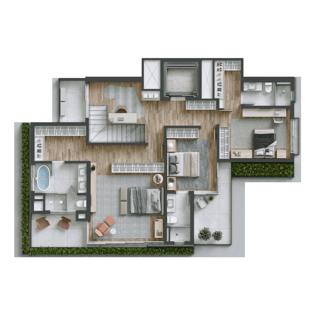 Planta 09 - 3 dorm 310m² - cobertura duplex - superior