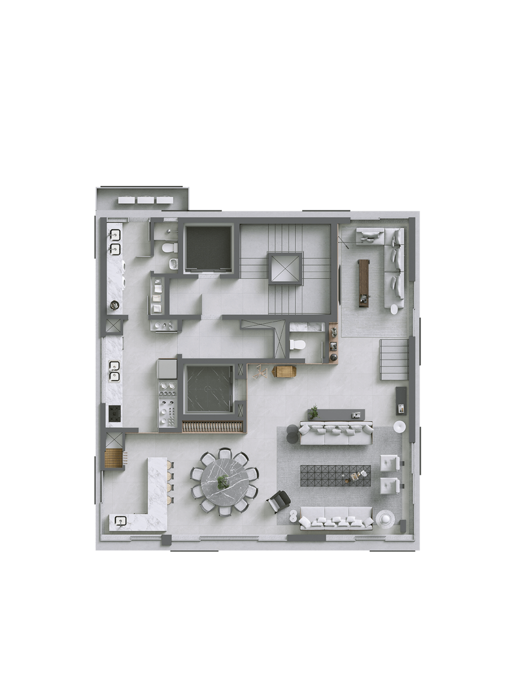 Planta 08 - 4 dorm 305m² - duplex - inferior