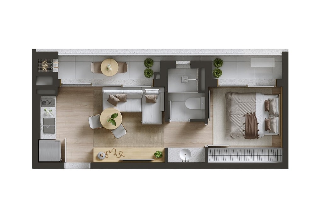 Planta 04 - 1 dorm 32,67m²