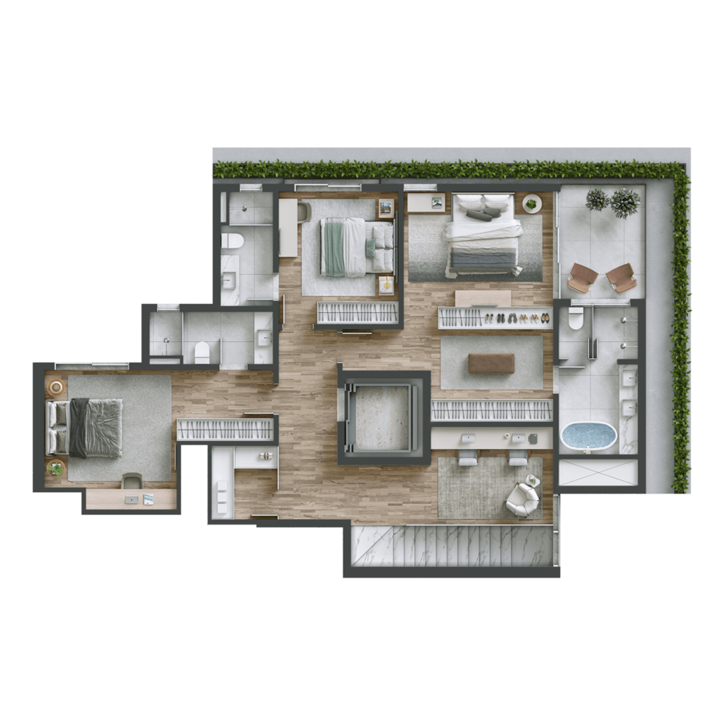 Planta 07 - 3 dorm 297m² - cobertura duplex - superior