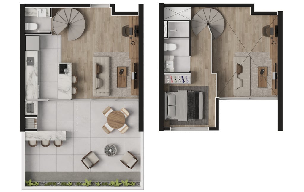 Planta 10 - 1 dorm 65m² - garden