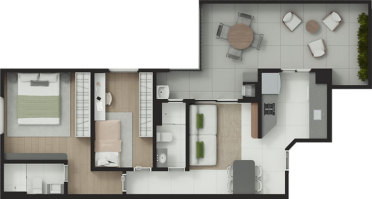 Planta 09 - 2 dorm 82,2m²