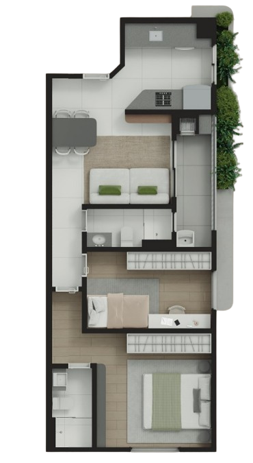 Planta 05 - 2 dorm 62,46m²