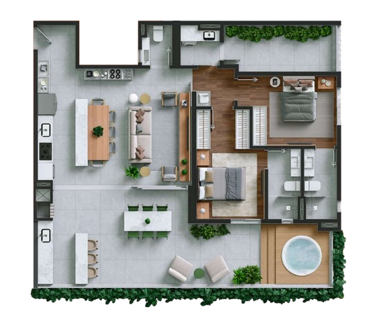 Planta 04 - 2 dorm 131m²