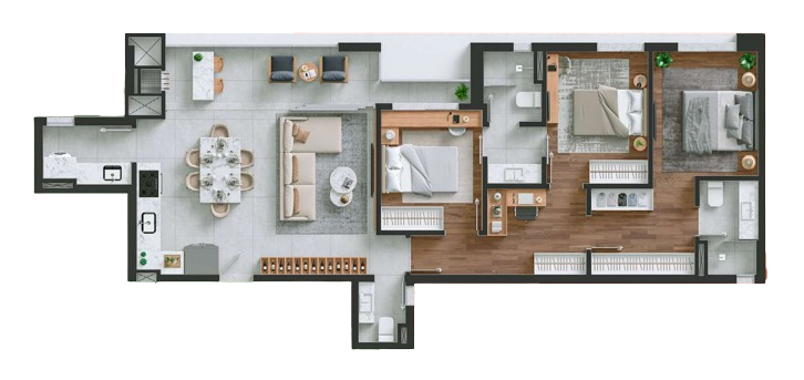 Planta 05 - 3 dorm 103m²