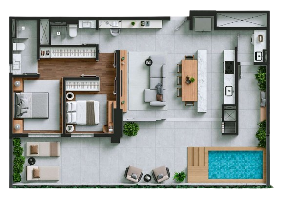 Planta 03 - 2 dorm 126m² - garden