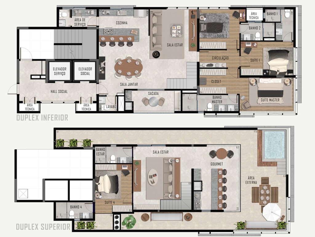 Planta 03 - 4 dorm 327,29m² - cobertura duplex