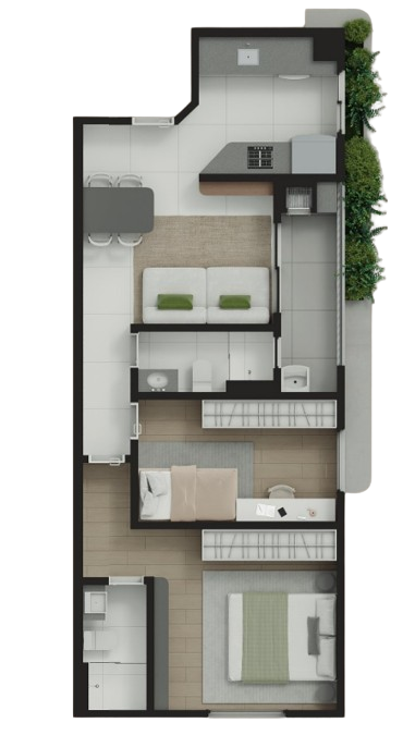 Planta 05 - 2 dorm 62,46m²