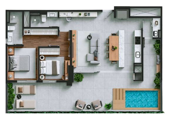 Planta 03 - 2 dorm 126m² - garden