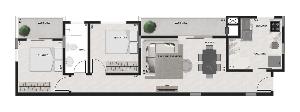 Planta 03 - 2 dorm 68,92m²