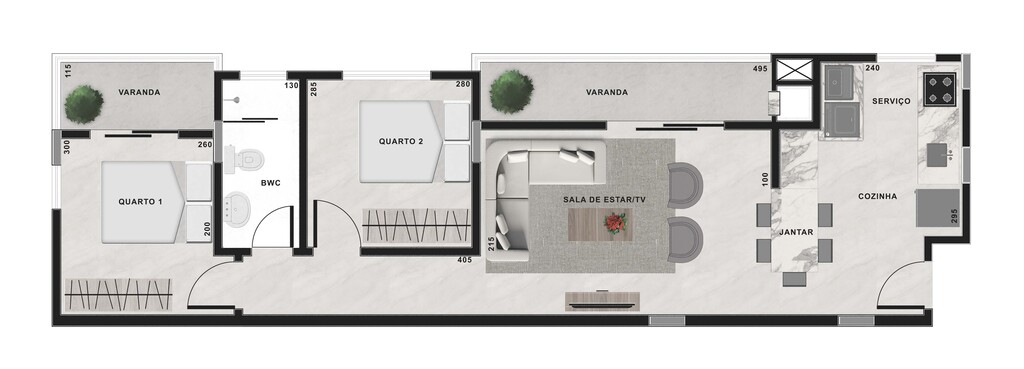 Planta 04 - 2 dorm 68,92m² - opção