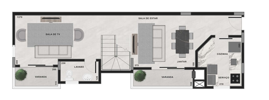 Planta 09 - 3 dorm 129,28m² - cobertura duplex - inferior