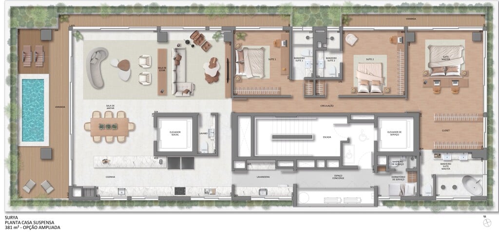 Planta 08 - 3 dorm 381m³ - penthouse - opção