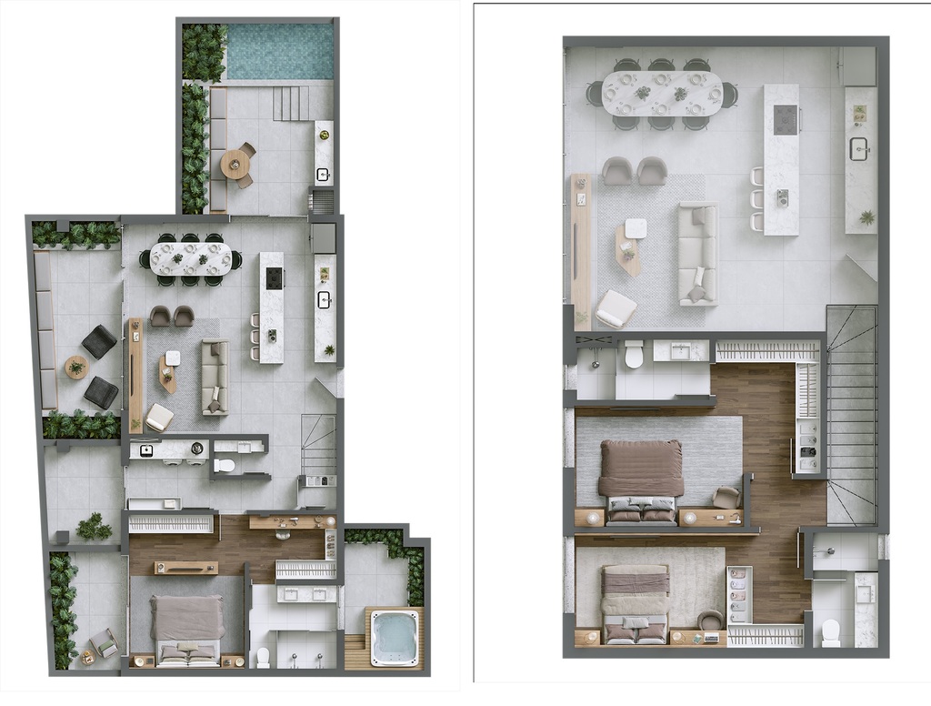 Planta 16 - 3 dorm 228,32m² - garden