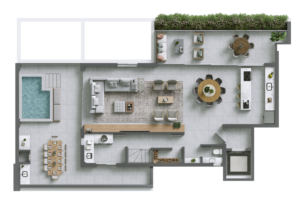 Planta 22 - 3 dorm 268,58m² - cobertura duplex - inferior